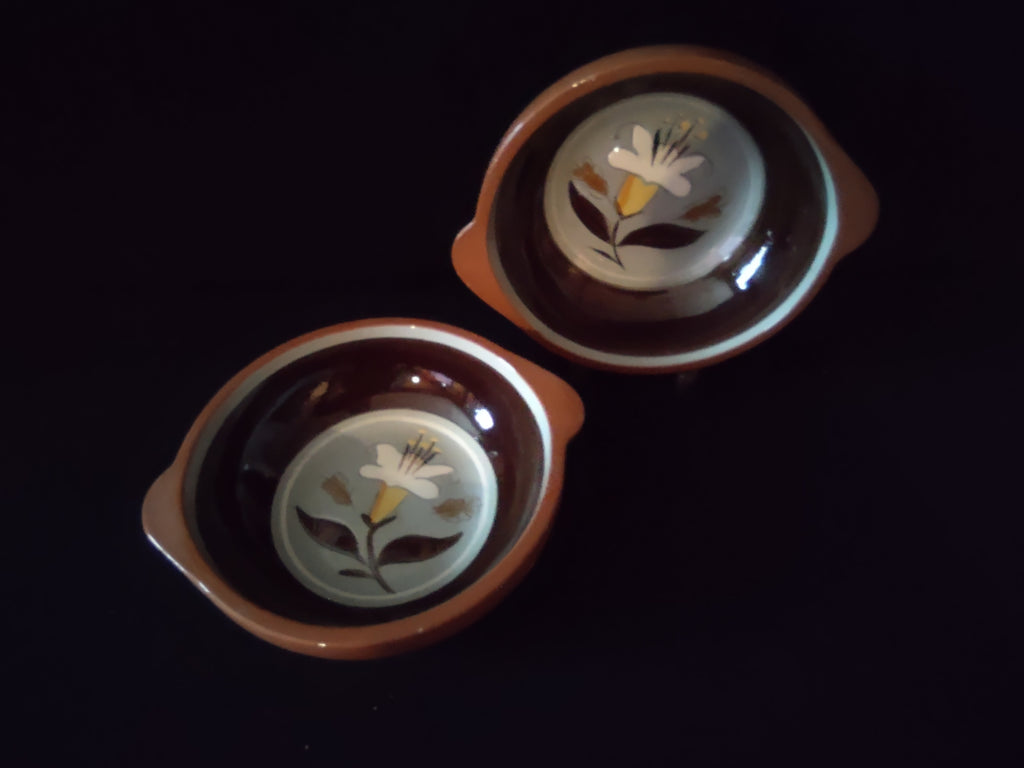 Vintage Stangl Golden Harvest Lug Soup Bowl Brown Set/2 [6622]