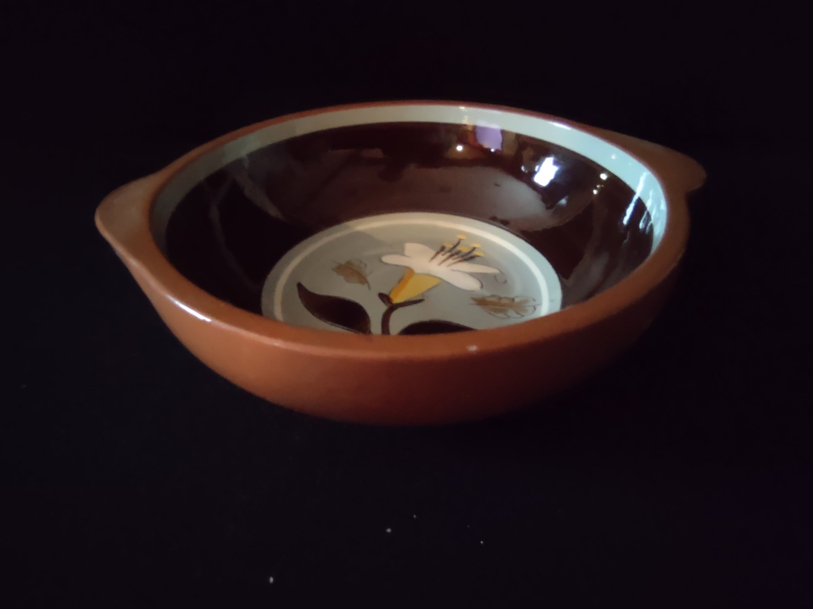 Vintage Stangl Golden Harvest Lug Soup Bowl Brown Set/2 [6622]