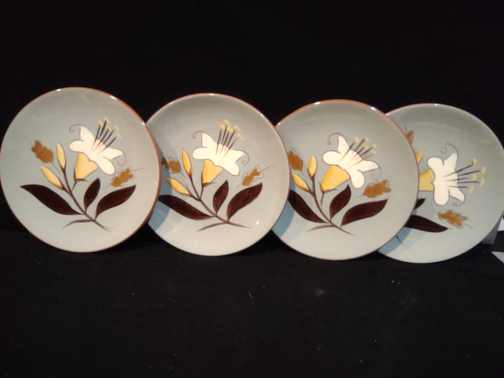 Vintage Stangl Golden Harvest Small Plates Set of 4 White & Yellow Lily [6624]