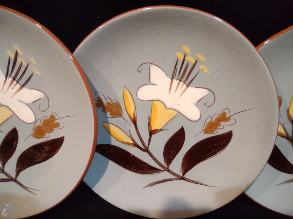 Vintage Stangl Golden Harvest Small Plates Set of 4 White & Yellow Lily [6624]