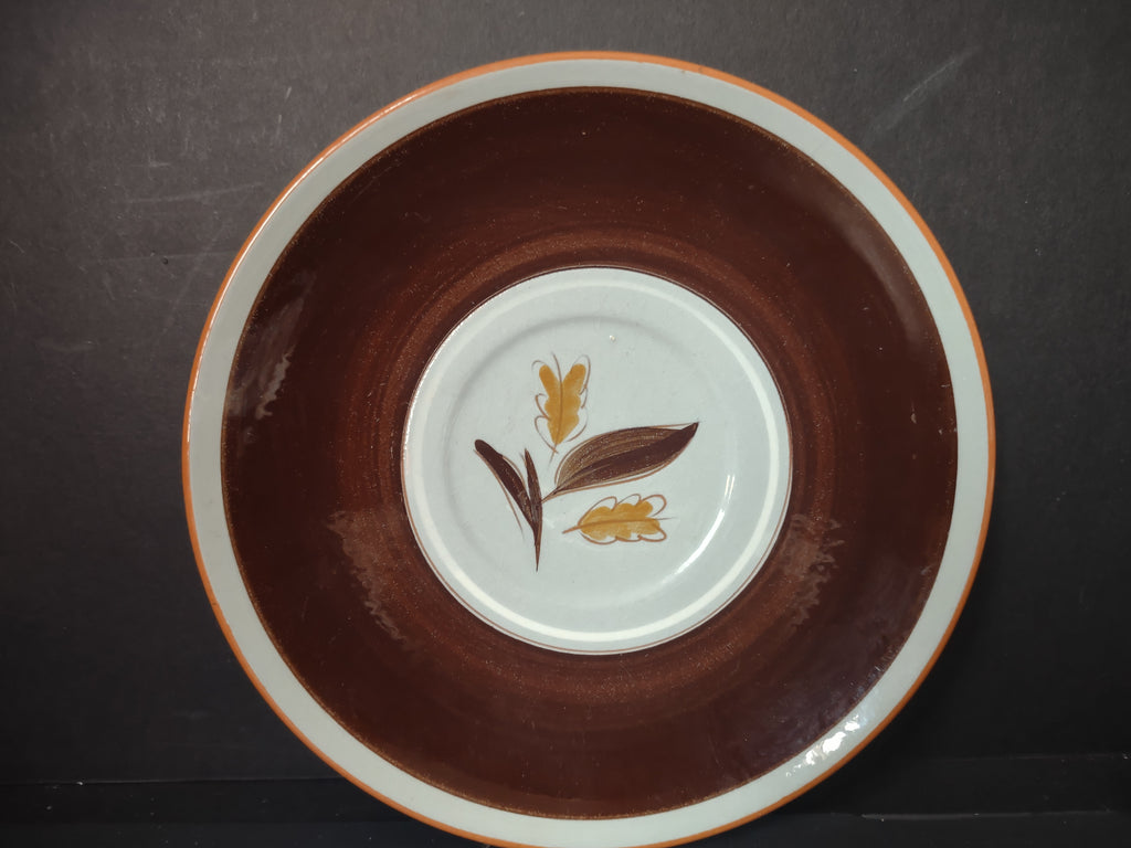Vintage Stangl Golden Harvest Saucers Set of 2 Brown & Cream Leaf [6623]