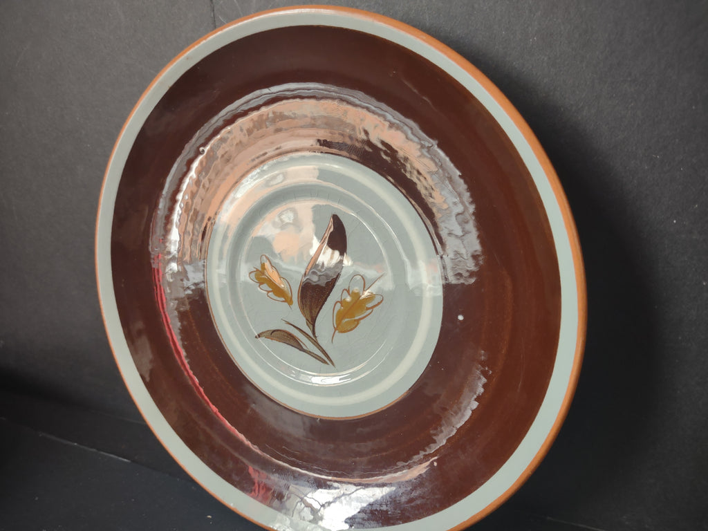 Vintage Stangl Golden Harvest Saucers Set of 2 Brown & Cream Leaf [6623]
