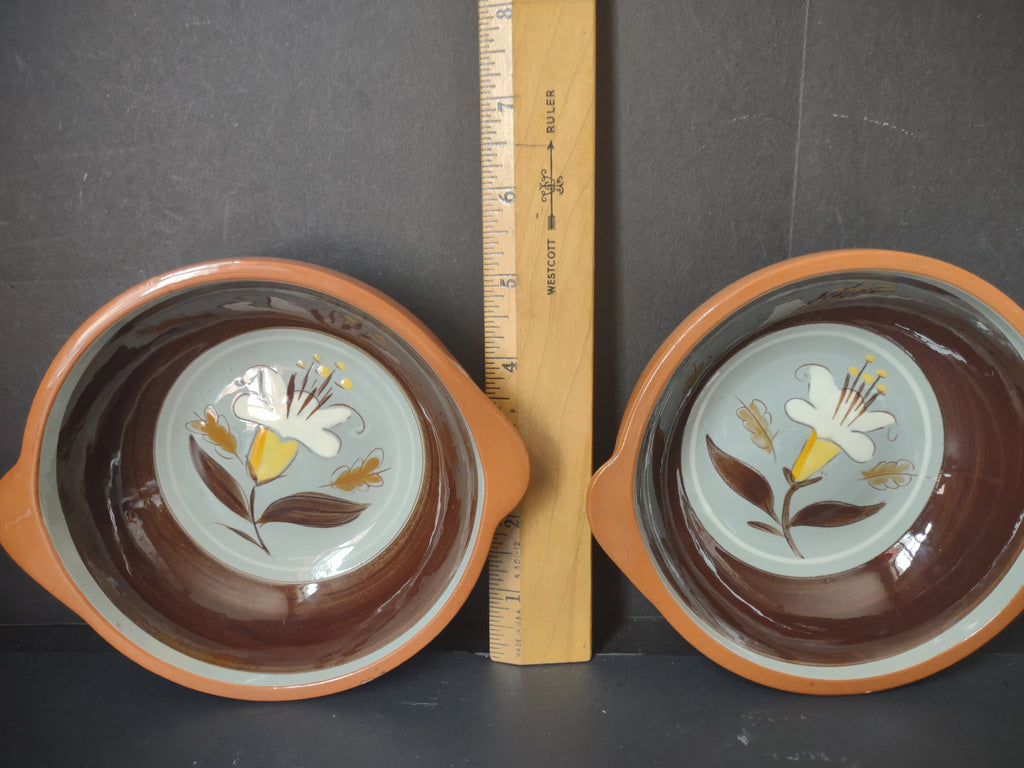 Vintage Stangl Golden Harvest Lug Soup Bowl Brown Set/2 [6622]
