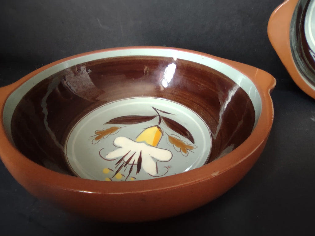 Vintage Stangl Golden Harvest Lug Soup Bowl Brown Set/2 [6622]