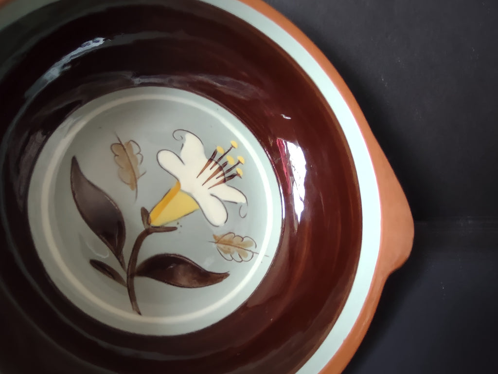Vintage Stangl Golden Harvest Lug Soup Bowl Brown Set/2 [6622]