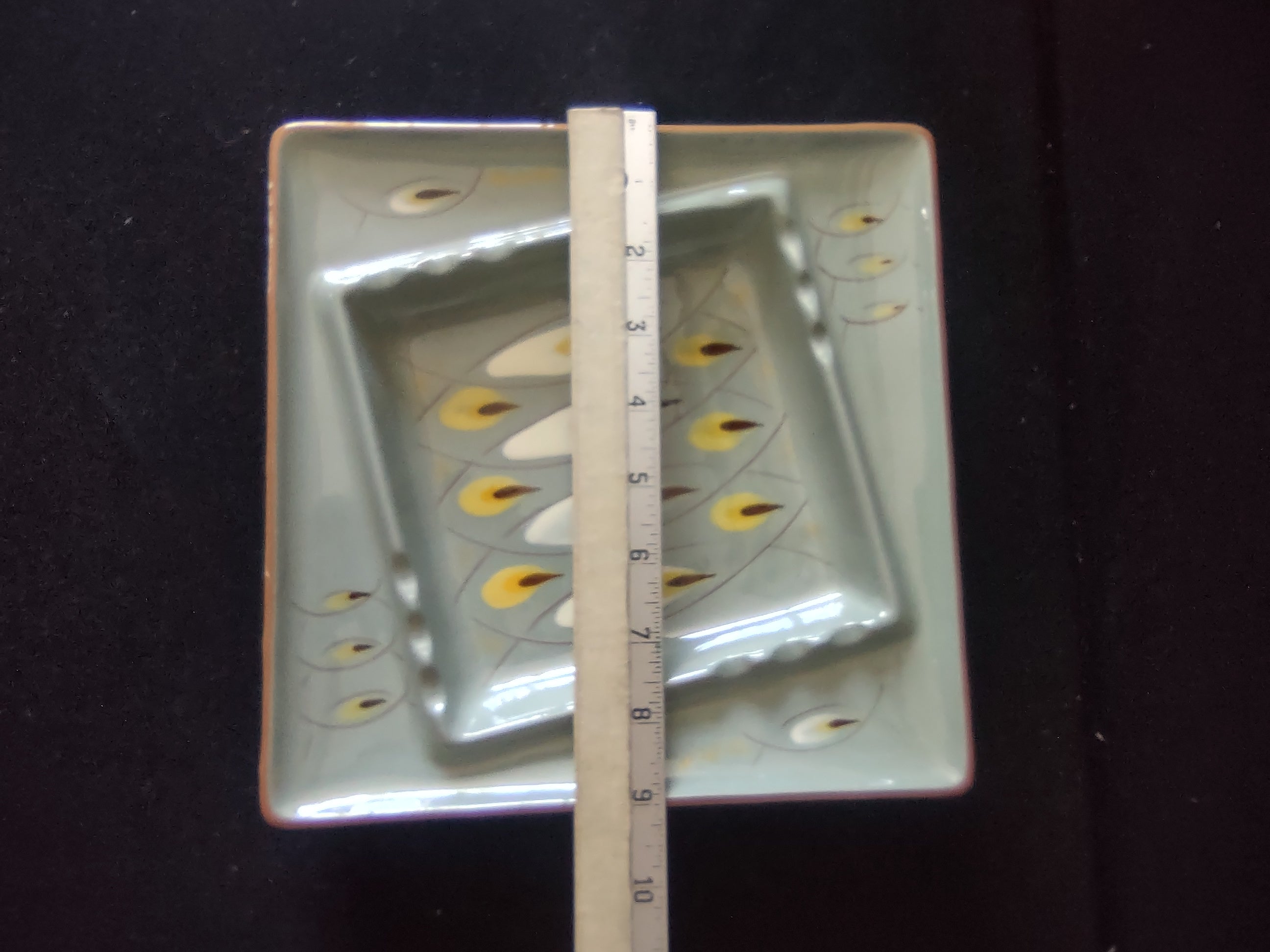 Vintage Stangl Pottery 3914B Gray Square Dish Ashtray Mid Century Modern [6634]