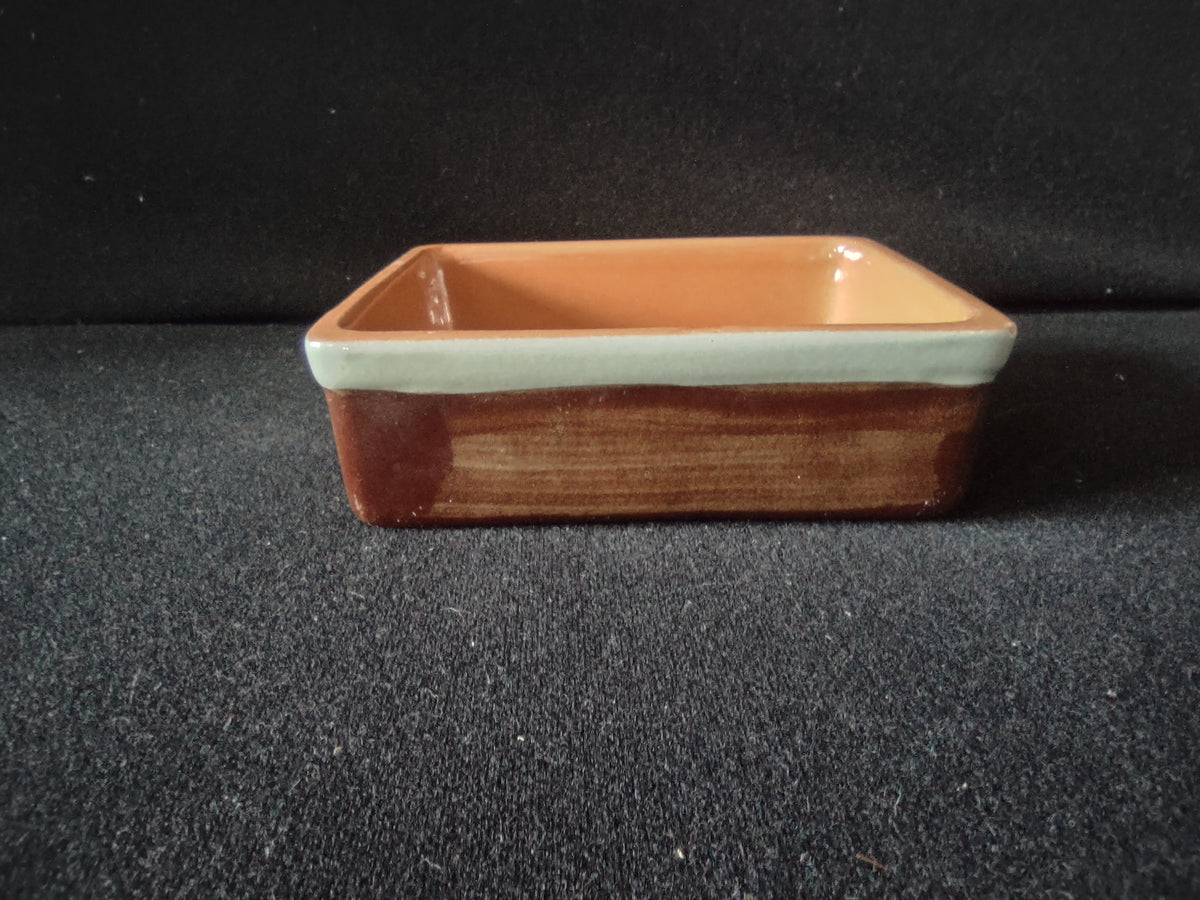 Vintage Stangl Pottery Terra Cotta Brown Cream Catchall Tray [6635]