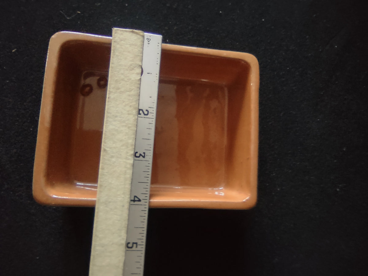 Vintage Stangl Pottery Terra Cotta Brown Cream Catchall Tray [6635]
