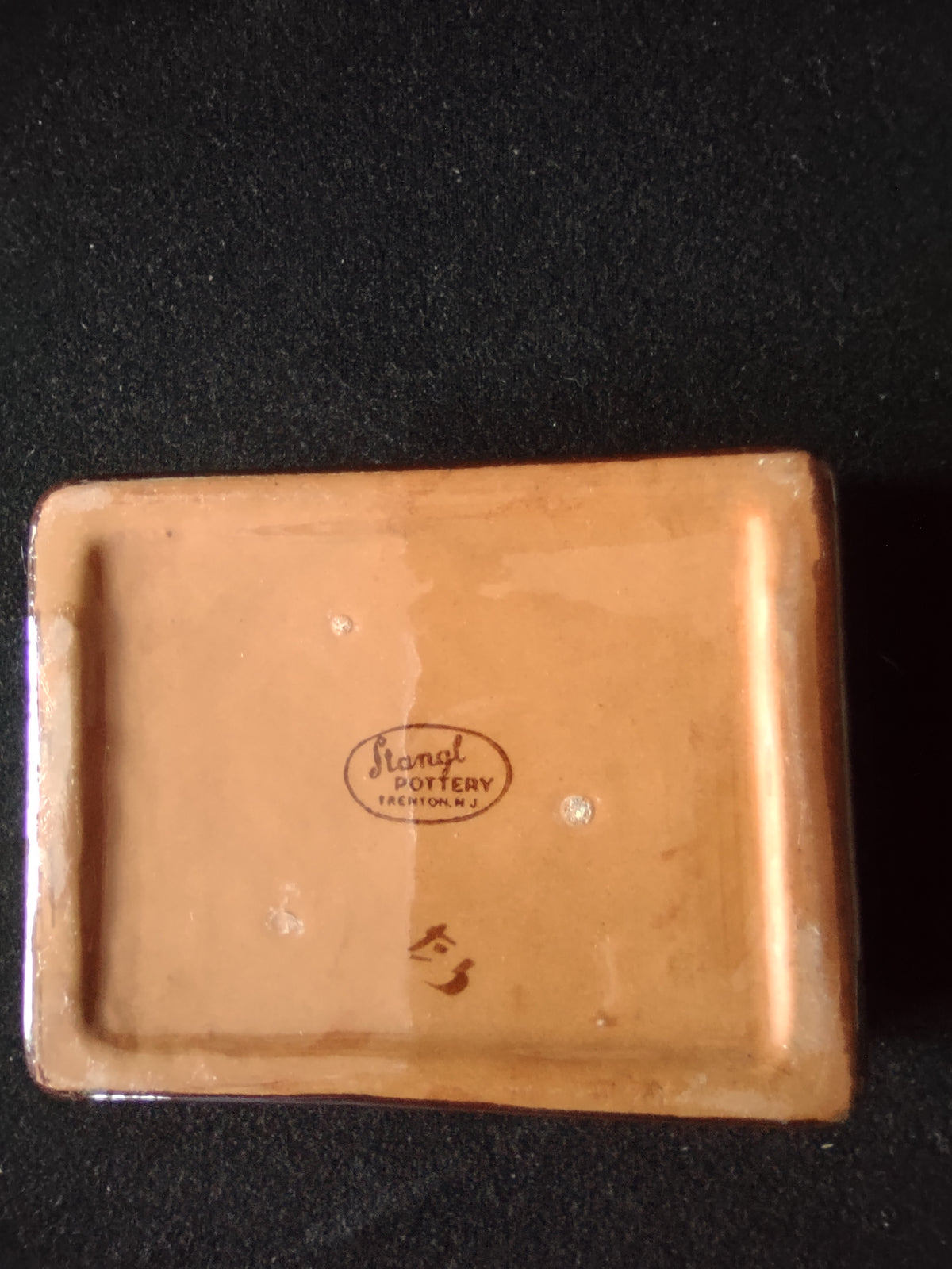 Vintage Stangl Pottery Terra Cotta Brown Cream Catchall Tray [6635]