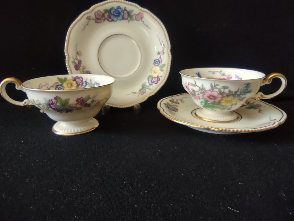 Vintage Castleton China Phoenix Cup & Saucer Set 2 Cups 2 Saucers [6636]