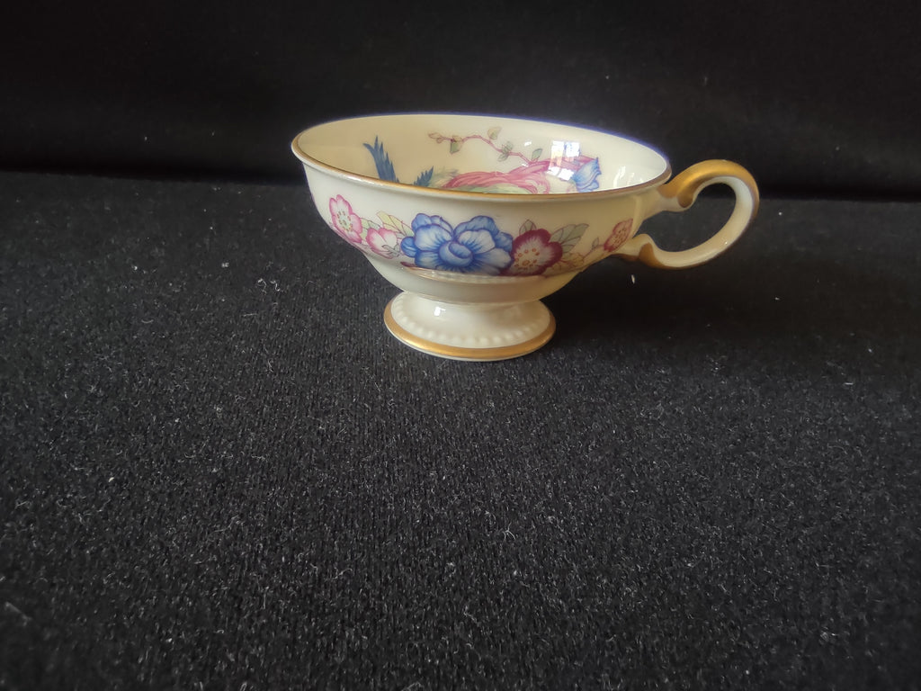 Vintage Castleton China Phoenix Demitasse Cup Blue Pink Floral Gold Trim [6637]