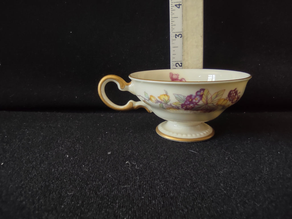 Vintage Castleton China Phoenix Demitasse Cup Blue Pink Floral Gold Trim [6637]