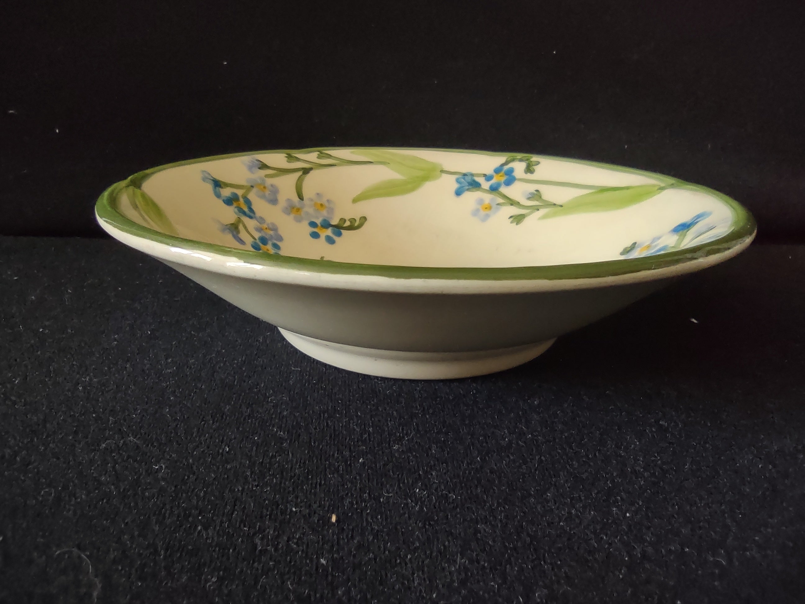 Vintage Franciscan Forget Me Not Bowl Blue Flowers Green USA 1954 [6638]