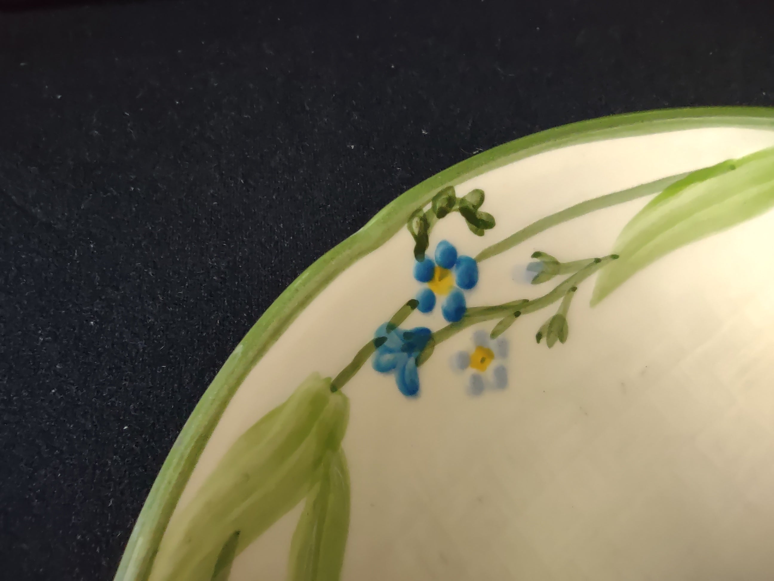 Vintage Franciscan Forget Me Not Bowl Blue Flowers Green USA 1954 [6638]