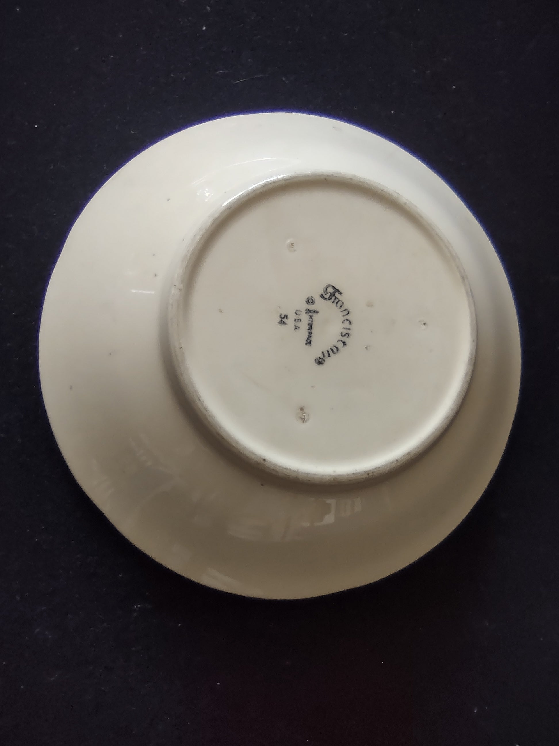 Vintage Franciscan Forget Me Not Bowl Blue Flowers Green USA 1954 [6638]