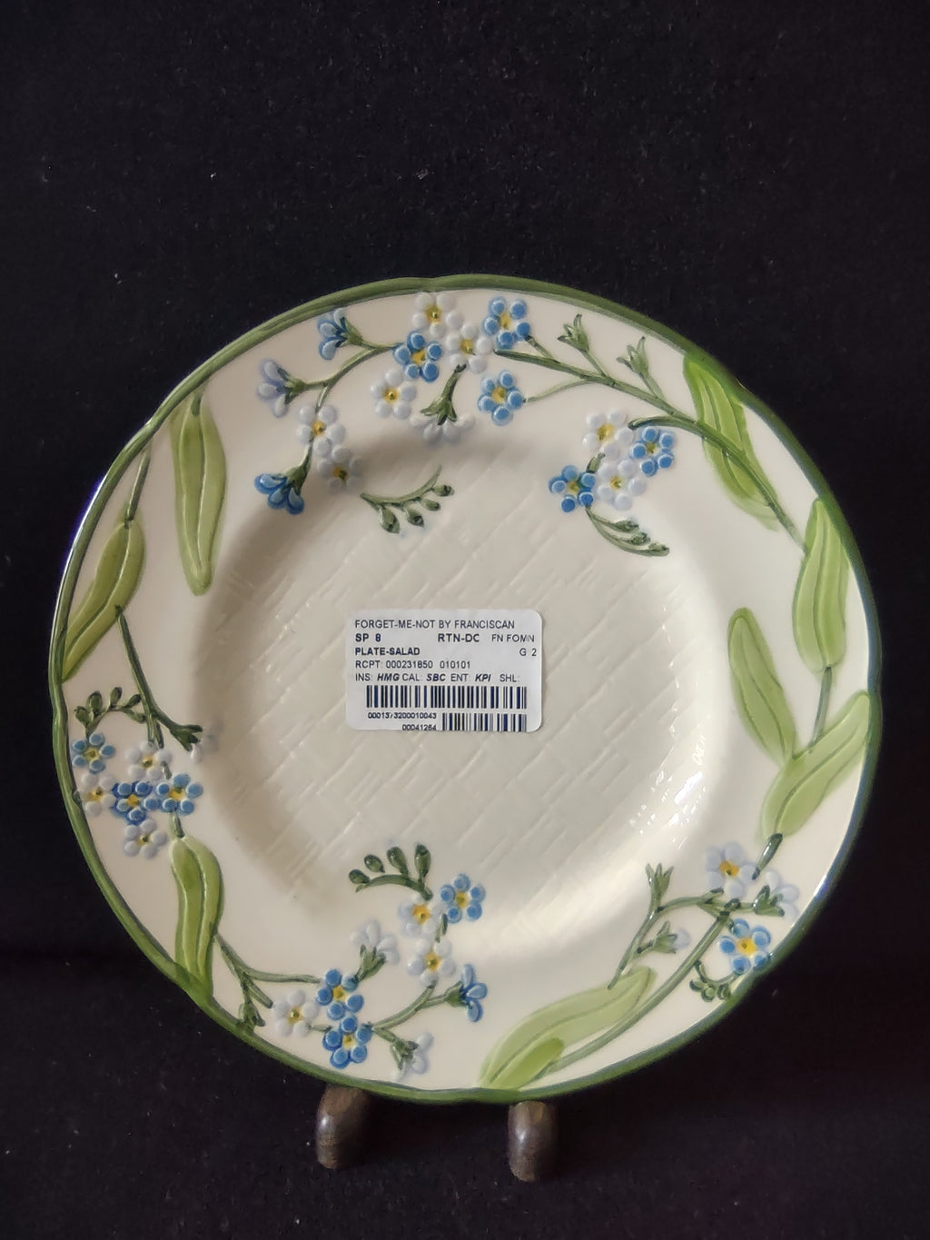 Vintage Franciscan Forget Me Not Salad Plate 8" Blue Flowers Embossed USA [6639]