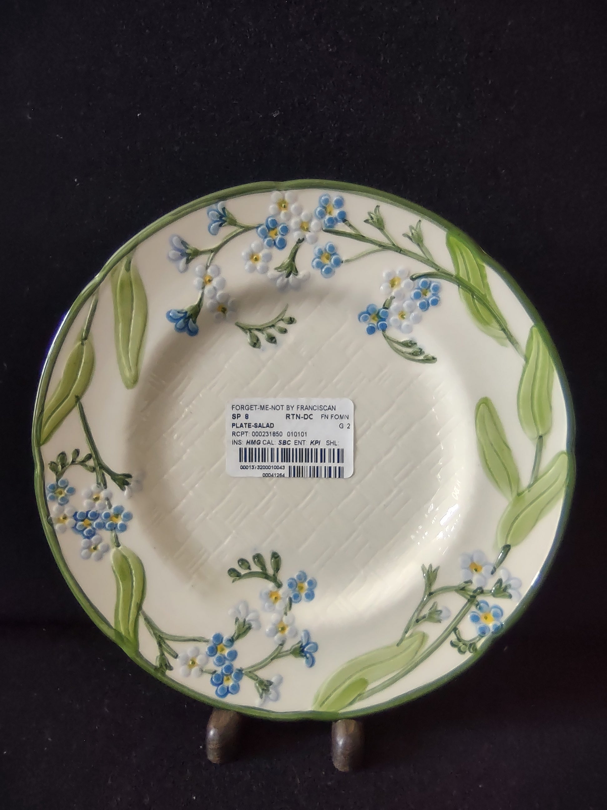 Vintage Franciscan Forget Me Not Salad Plate 8" Blue Flowers Embossed USA [6639]