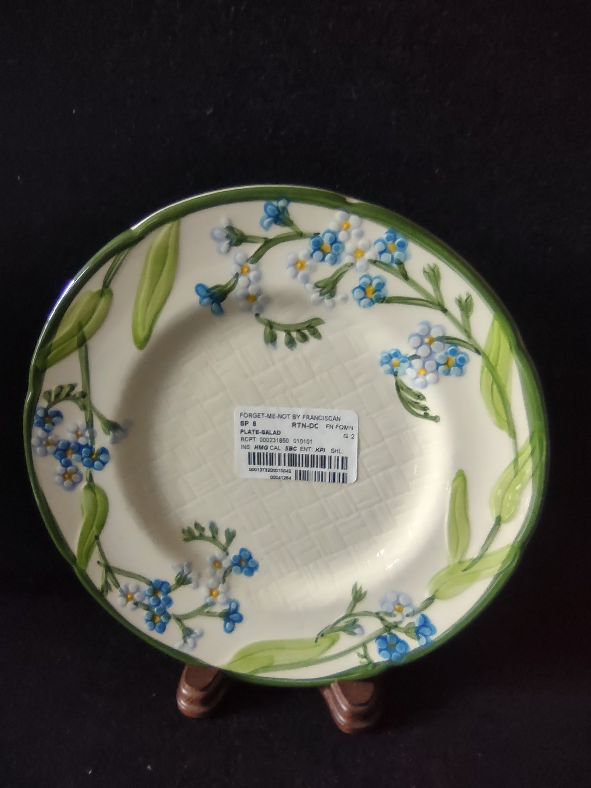 Vintage Franciscan Forget Me Not Salad Plate 8" Blue Flowers Stoneware USA [6640]