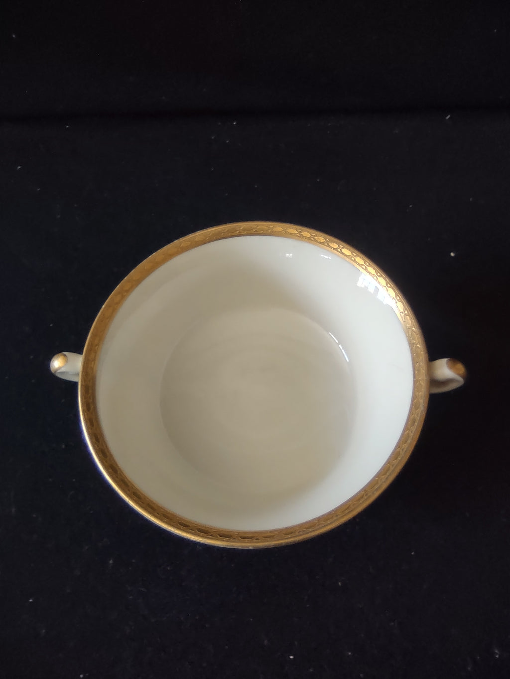 Vintage Syracuse China Wayne Old Ivory Cream Soup Bowl Gold Band [6644]