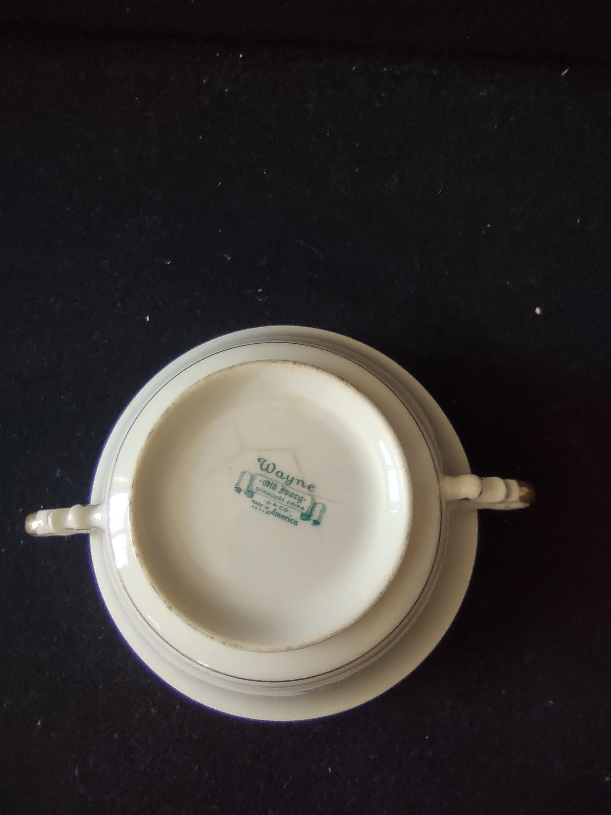 Vintage Syracuse China Wayne Old Ivory Cream Soup Bowl Gold Band [6644]