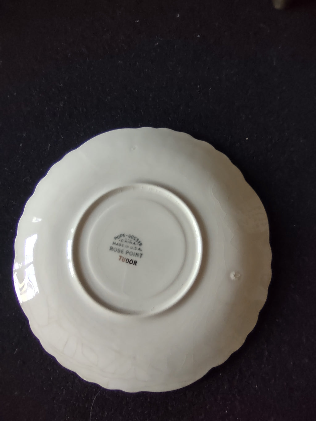 Vintage Pope-Gosser Rose Point Tudor Saucer Embossed Floral USA [6647]