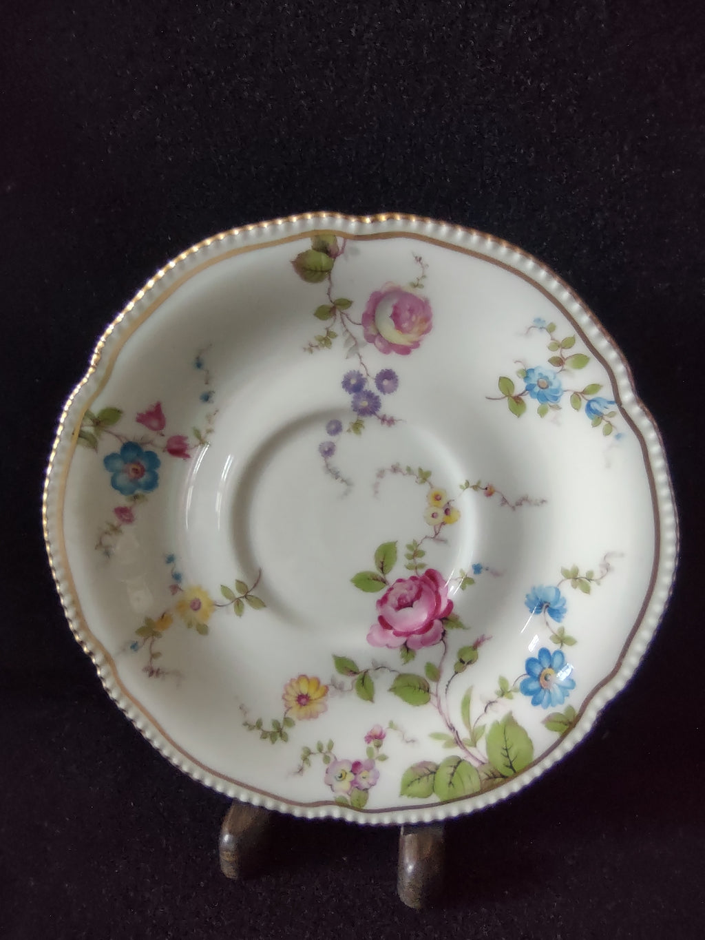 Vintage Castleton China Sunnyvale Saucer Scattered Floral Gold Rim USA [6648]