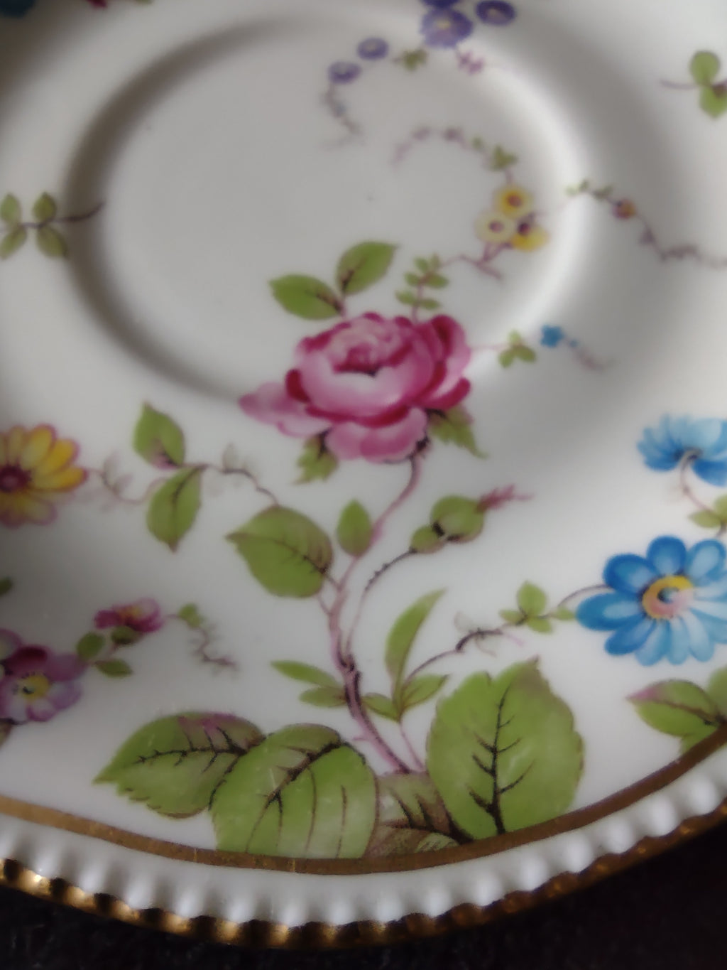 Vintage Castleton China Sunnyvale Saucer Scattered Floral Gold Rim USA [6648]
