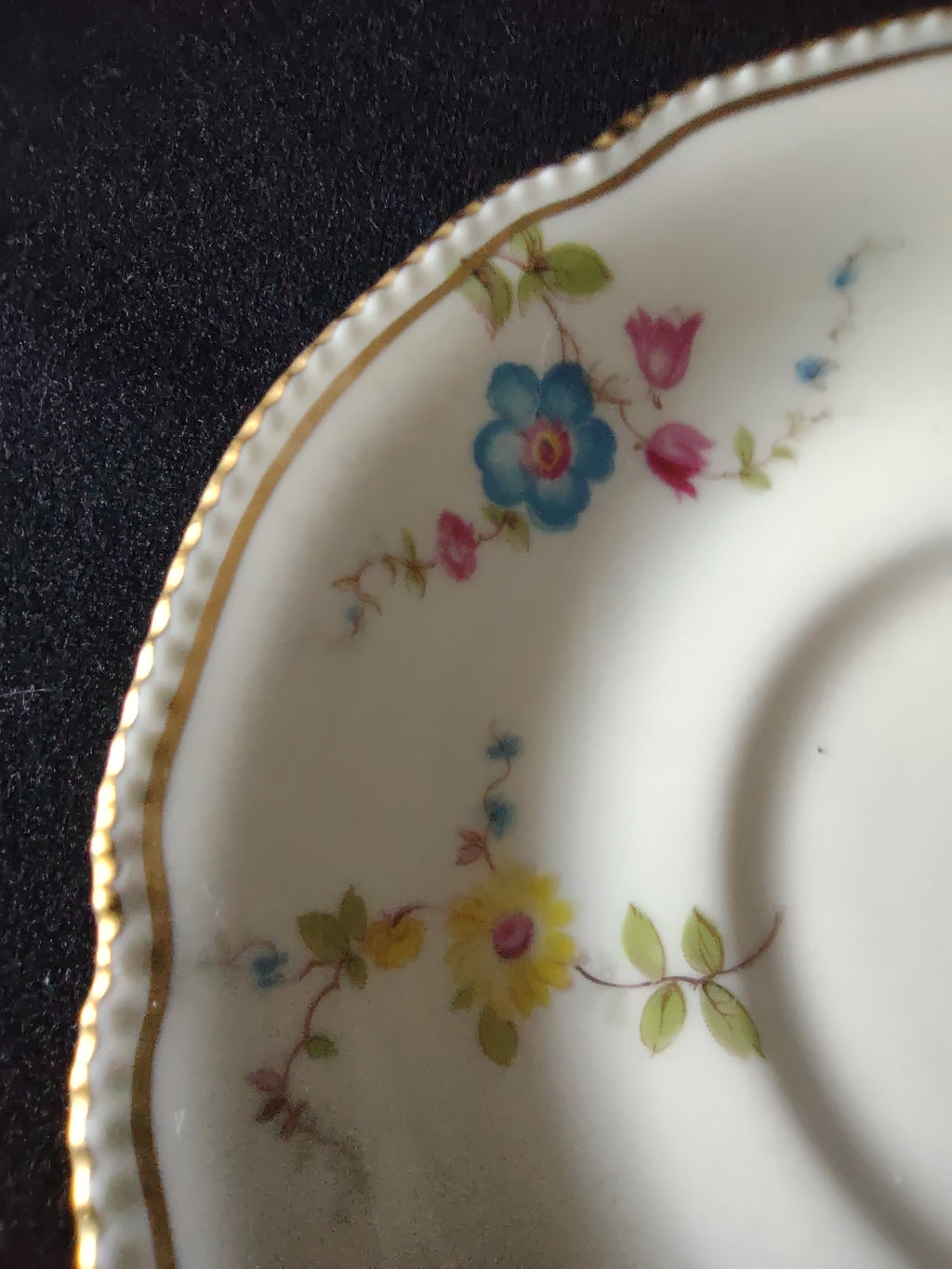 Vintage Castleton China Sunnyvale Saucer Scattered Floral Gold Rim USA [6648]