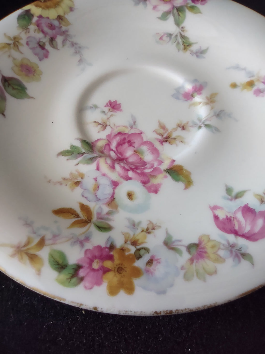 Vintage Castleton Sunnybrooke Cup & Saucer Pair Pink Yellow Floral [6649]