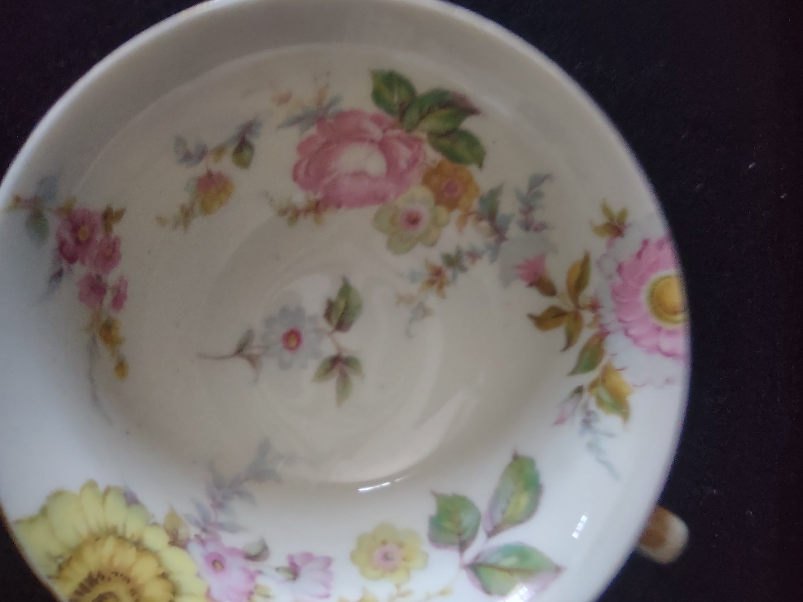 Vintage Castleton Sunnybrooke Cup & Saucer Pair Pink Yellow Floral [6649]