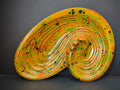 Vintage Atlantic Mold MCM Ashtray Orange Green Speckle Glaze Nautilus 12" [6672]