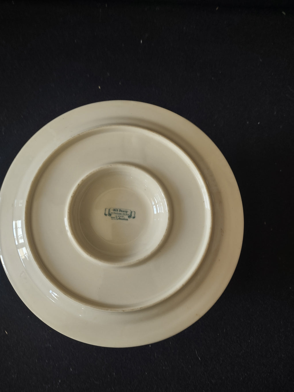 Vintage Syracuse China Old Ivory Gravy Boat Attached Underplate Gold [6655]