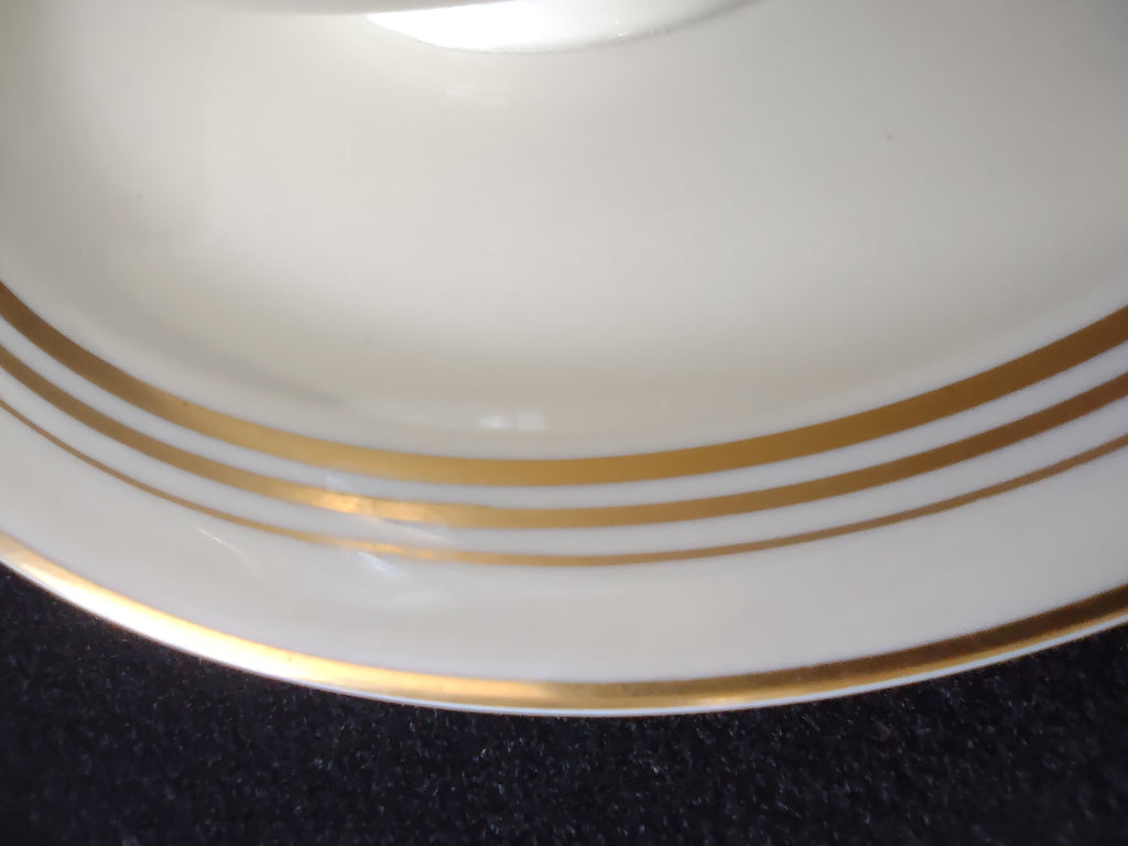 Vintage Syracuse China Old Ivory Gravy Boat Attached Underplate Gold [6655]