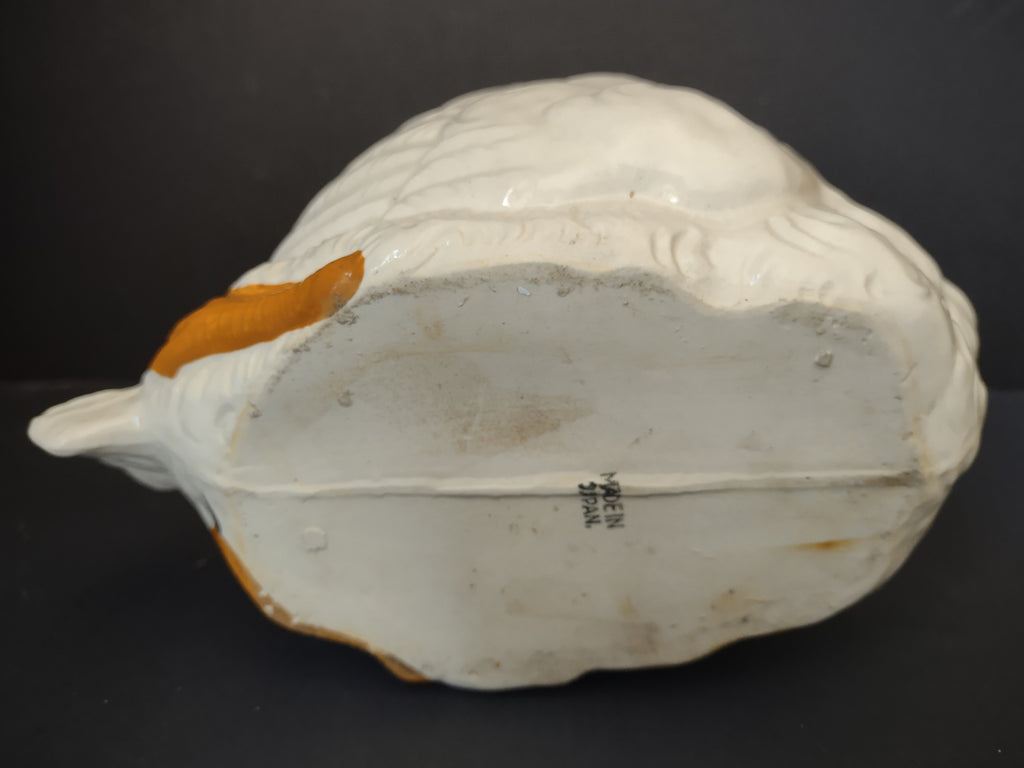 Vintage White Ceramic Swan Planter Vase Made in Spain Orange Beak [6668]