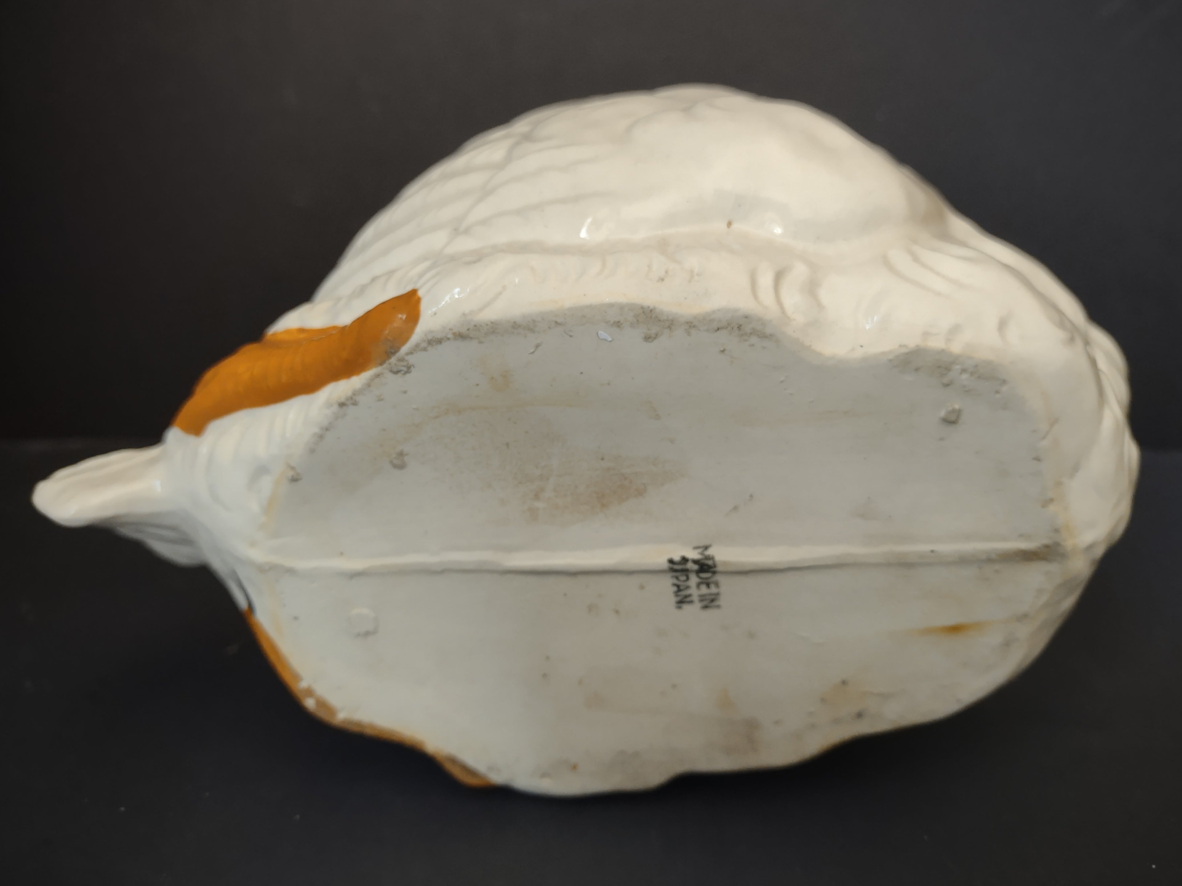 Vintage White Ceramic Swan Planter Vase Made in Spain Orange Beak [6668]