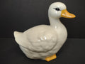 Vintage White Ceramic Duck Figurine Yellow Beak Farmhouse Decor [6666]