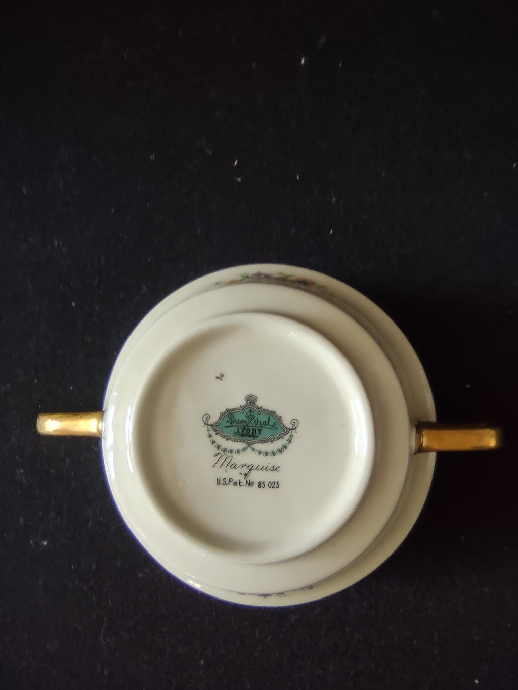 Vintage Rosenthal Ivory Bavaria Marquise Cream Soup Bowl Gold Trim [6658]