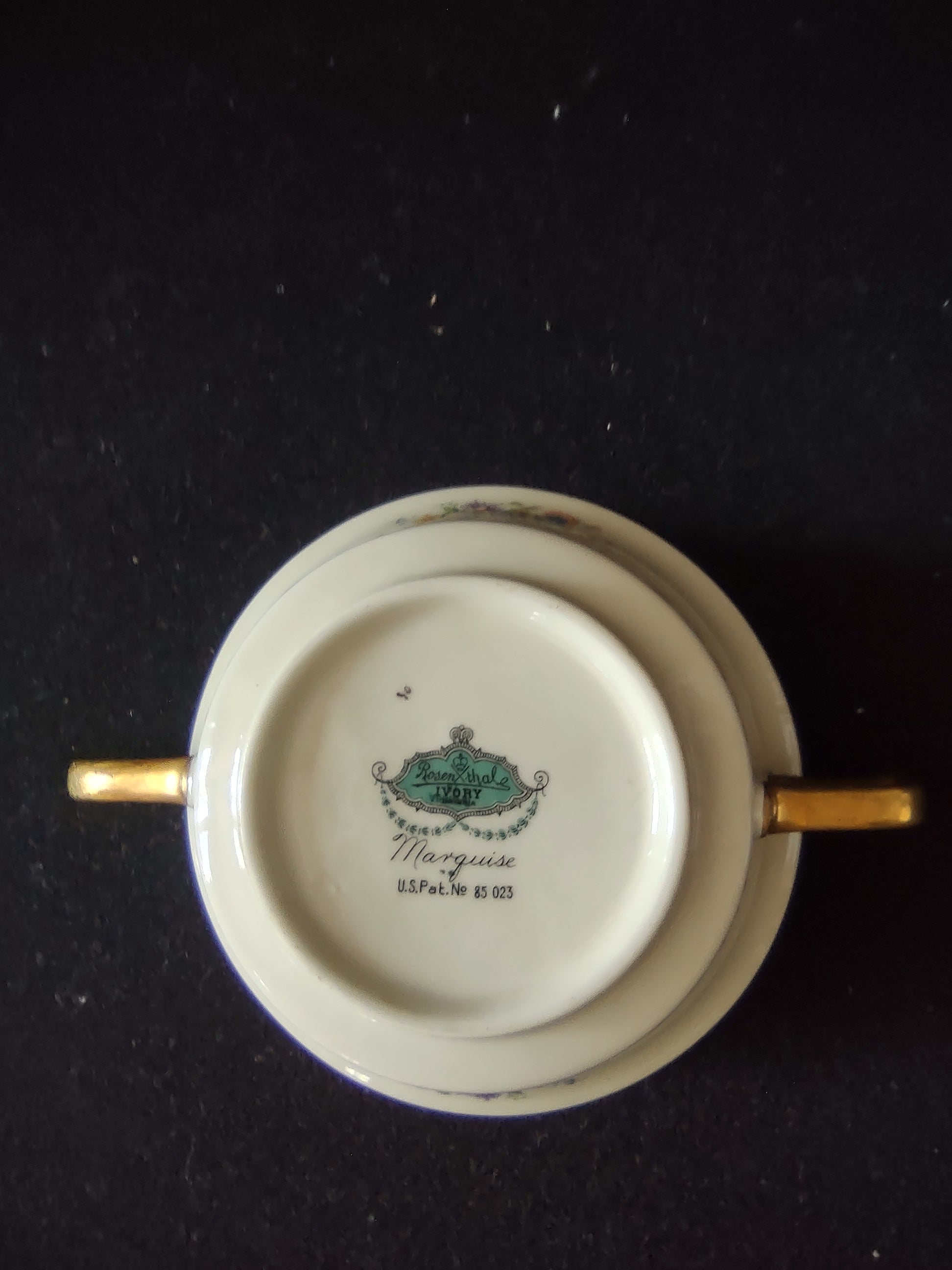 Vintage Rosenthal Ivory Bavaria Marquise Cream Soup Bowl Gold Trim [6658]