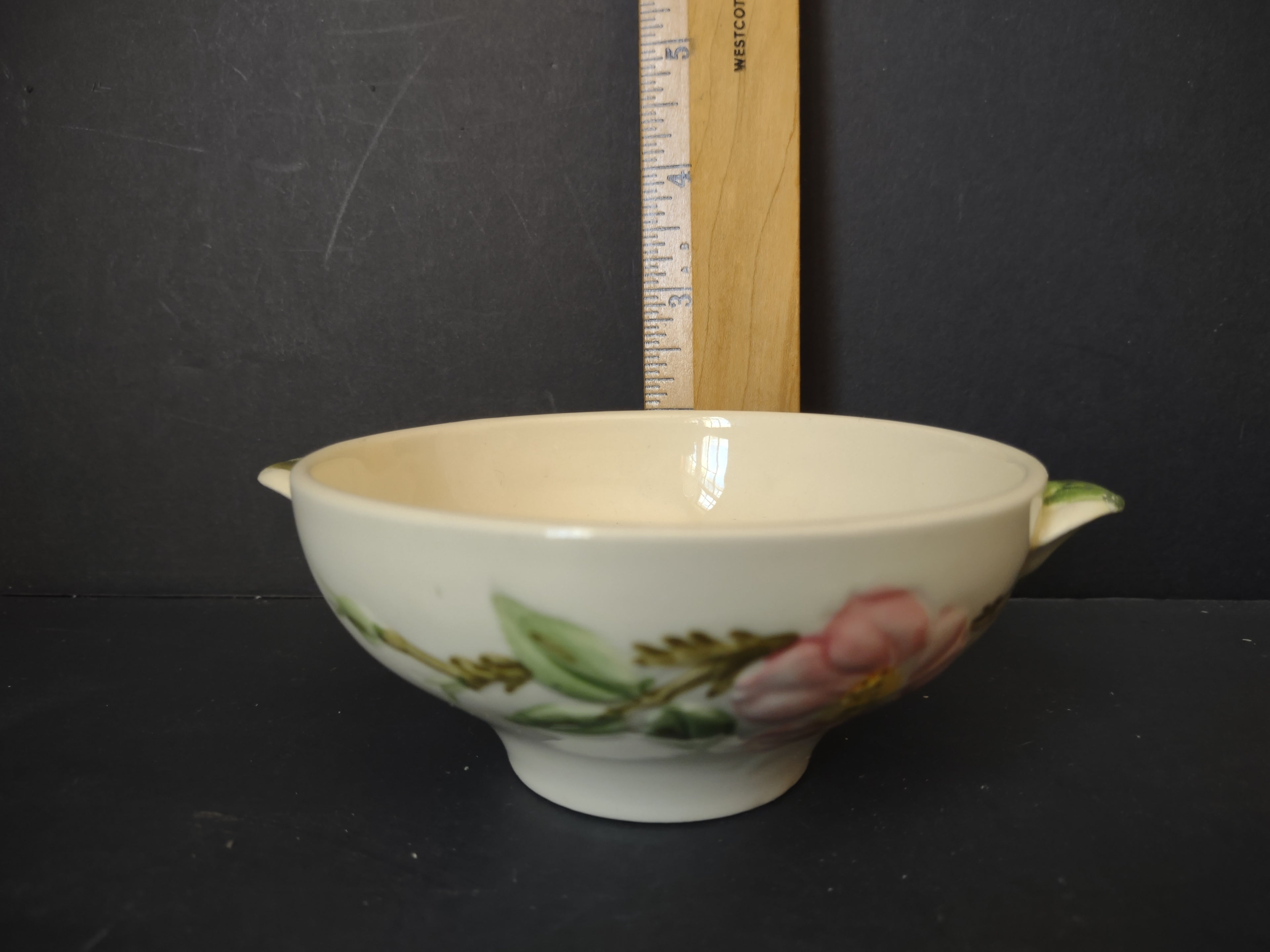 Vintage Franciscan Desert Rose Lugged Bowl Pink Roses USA REPAIRED[6664]