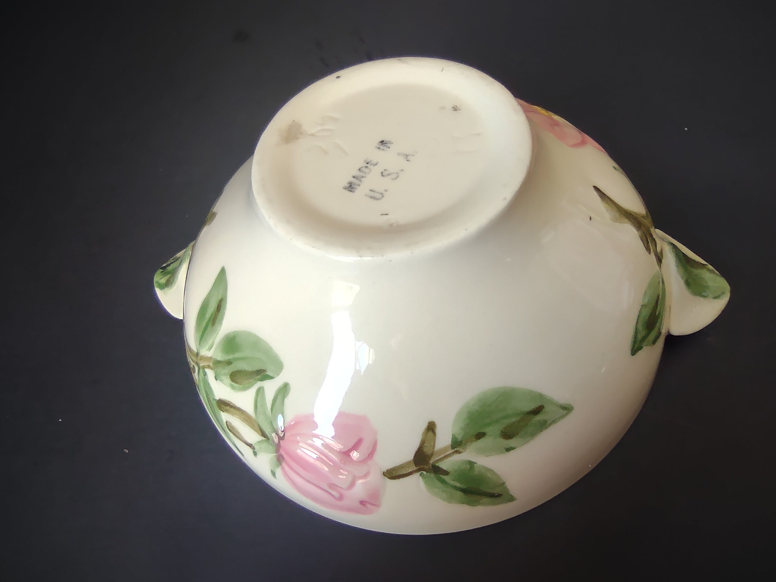 Vintage Franciscan Desert Rose Lugged Bowl Pink Roses USA REPAIRED[6664]