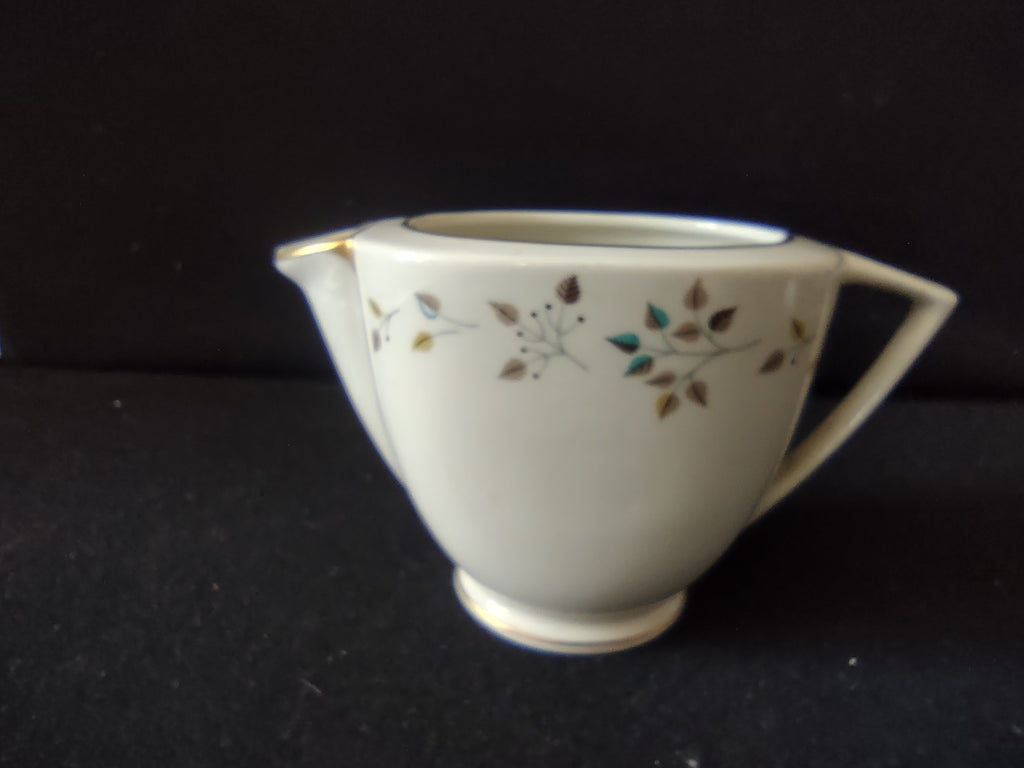 Vintage Princess China Riviera Creamer Teal Brown Leaf Gold Trim [6659]