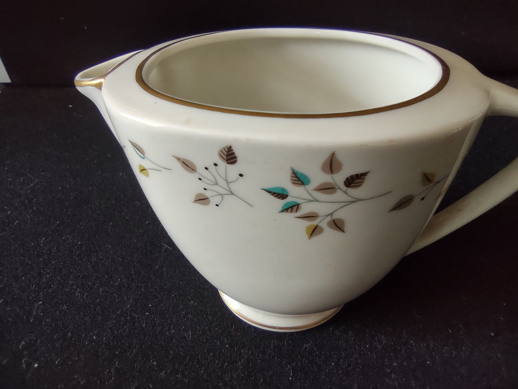 Vintage Princess China Riviera Creamer Teal Brown Leaf Gold Trim [6659]