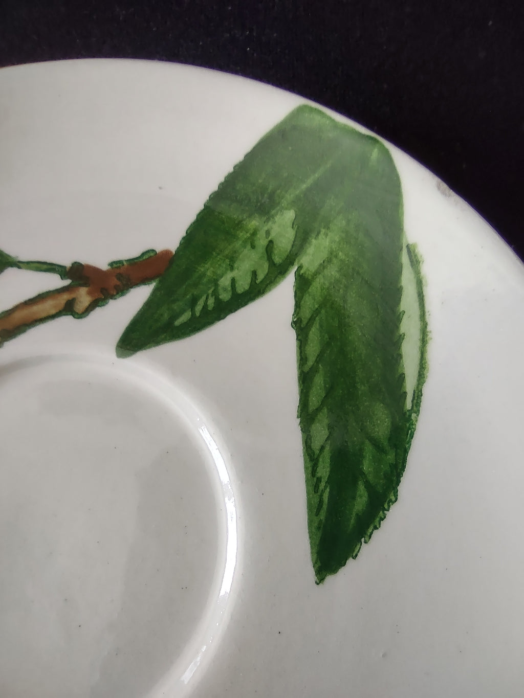 Vintage Metlox California Fruit Cup Saucer Set Hand Painted Cherry [6660]