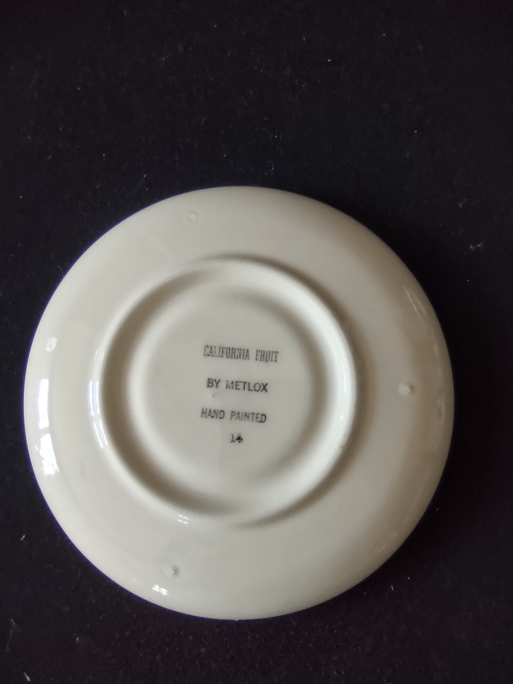 Vintage Metlox California Fruit Cup Saucer Set Hand Painted Cherry [6660]