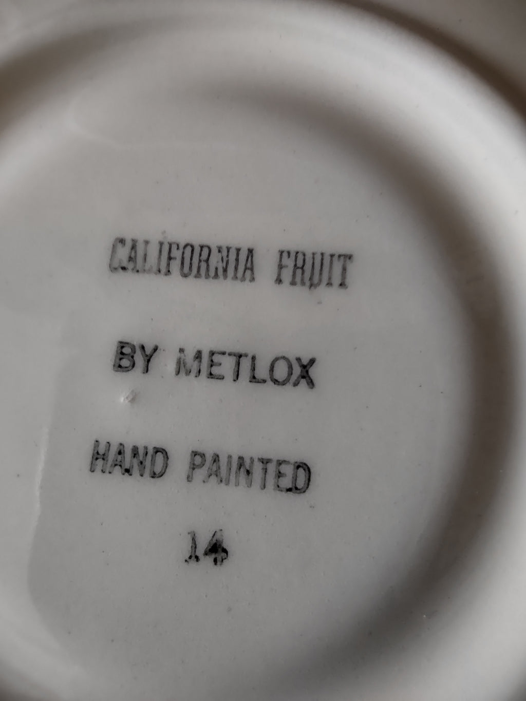 Vintage Metlox California Fruit Cup Saucer Set Hand Painted Cherry [6660]