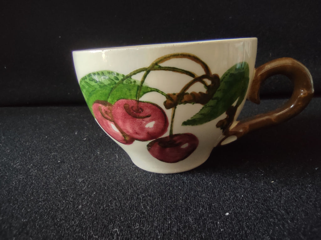 Vintage Metlox California Fruit Cup Saucer Set Hand Painted Cherry [6660]