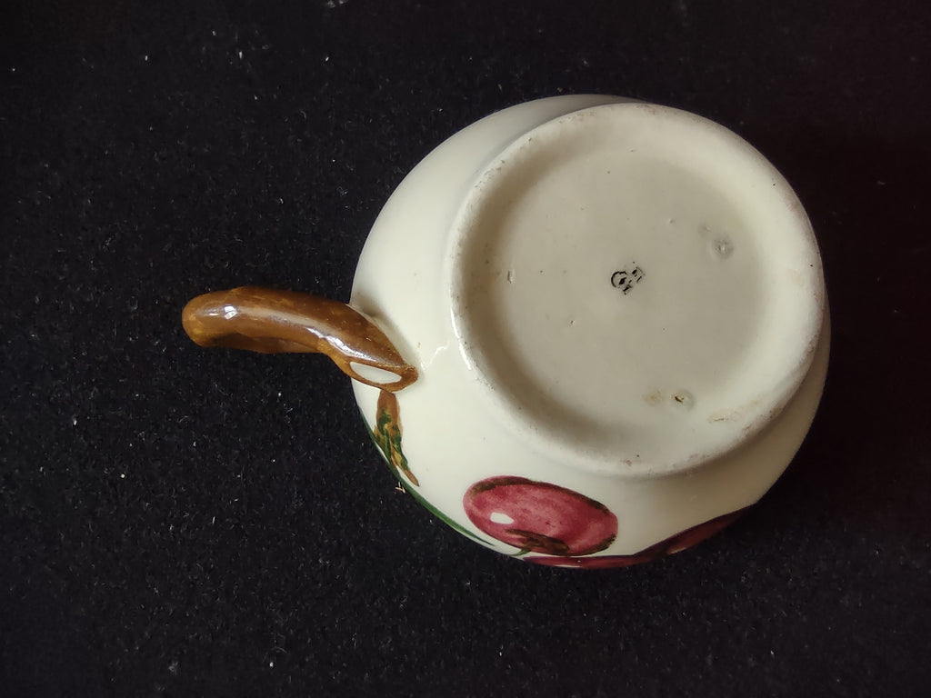 Vintage Metlox California Fruit Cup Saucer Set Hand Painted Cherry [6660]