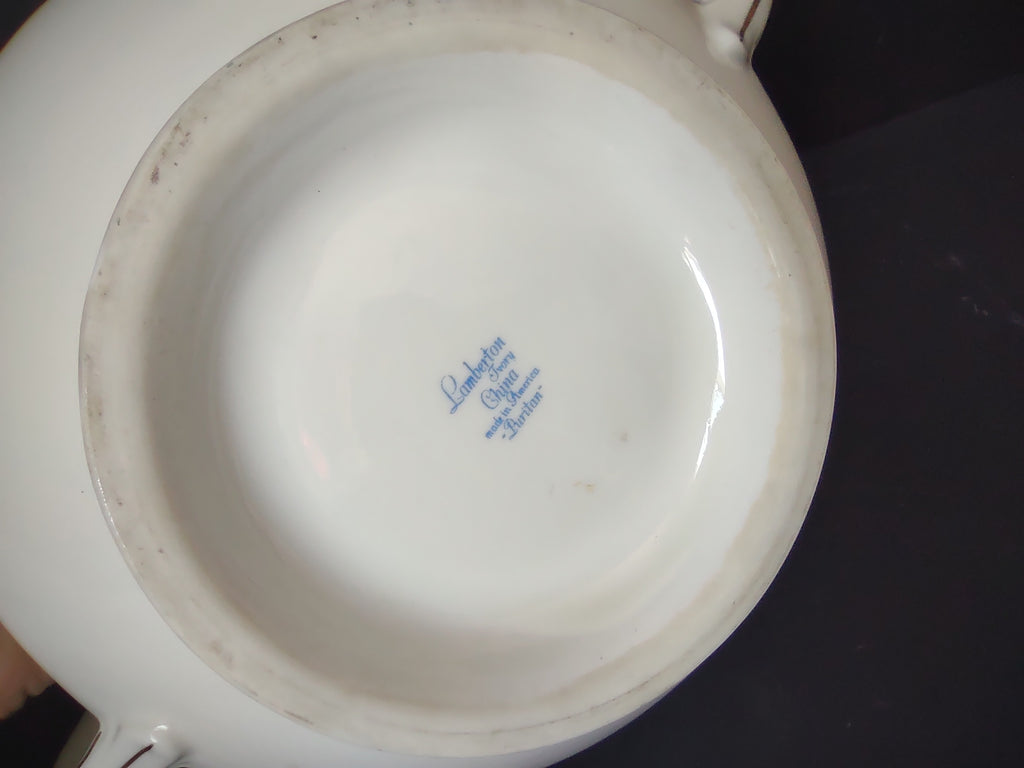 Vintage Lamberton China Blue Fleur de Lis Gold Lidded Soup Tureen REPAIRED[6663]