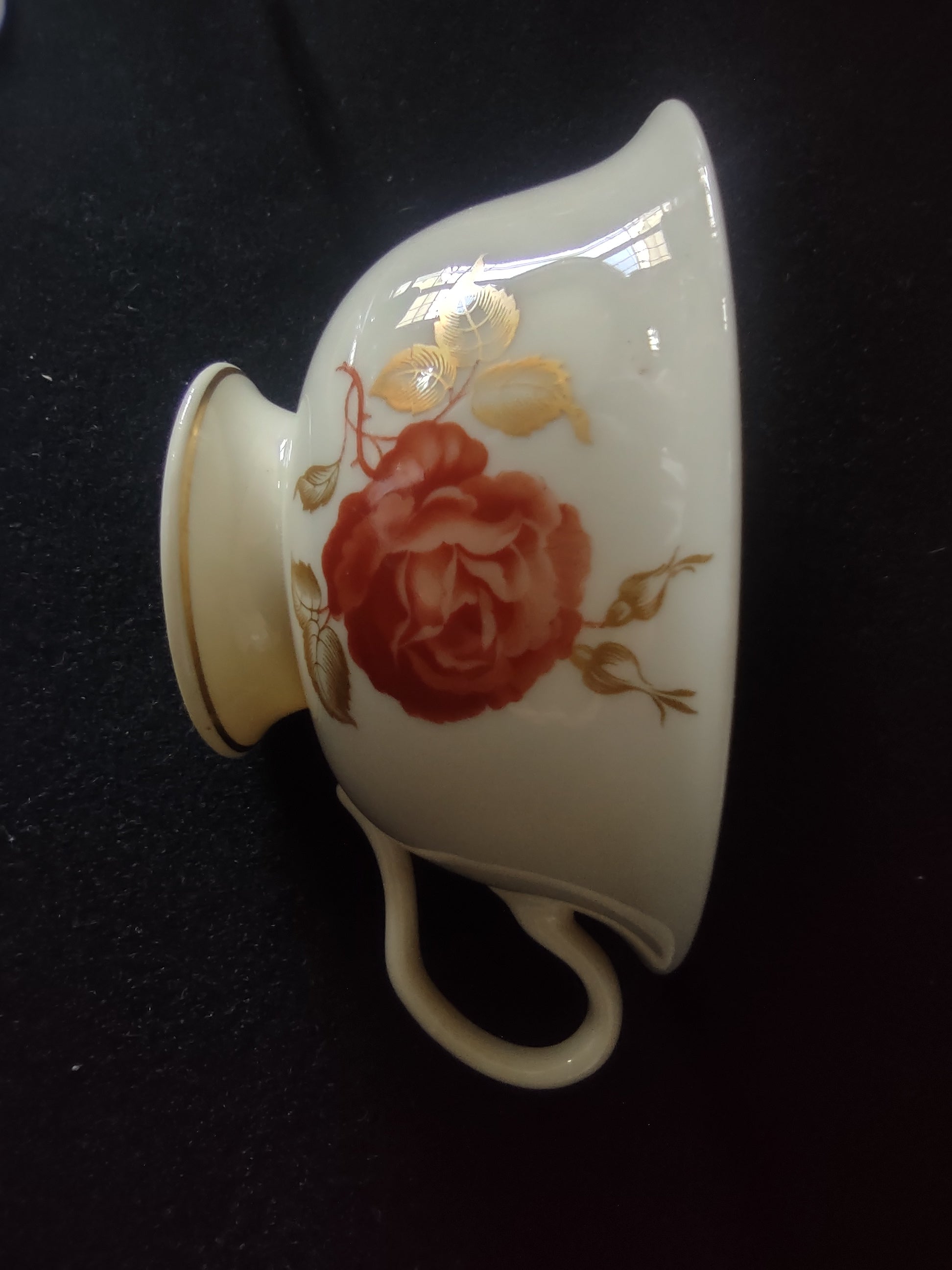 Vintage Castleton China June Rose Cup & Saucer Set Gold Trim [6673]