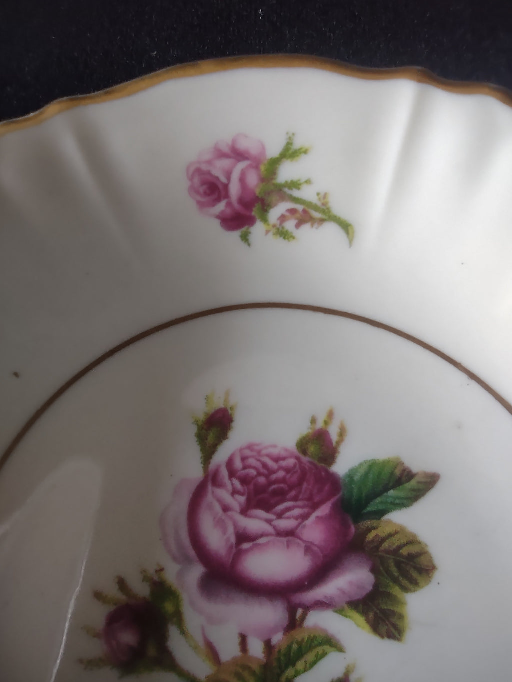 Vintage Syracuse China Federal Pink Rose Berry Bowls Set of 6 Gold Trim [6675]